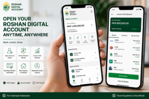 Mobile banking app for Roshan Digital Account and PSX investment.